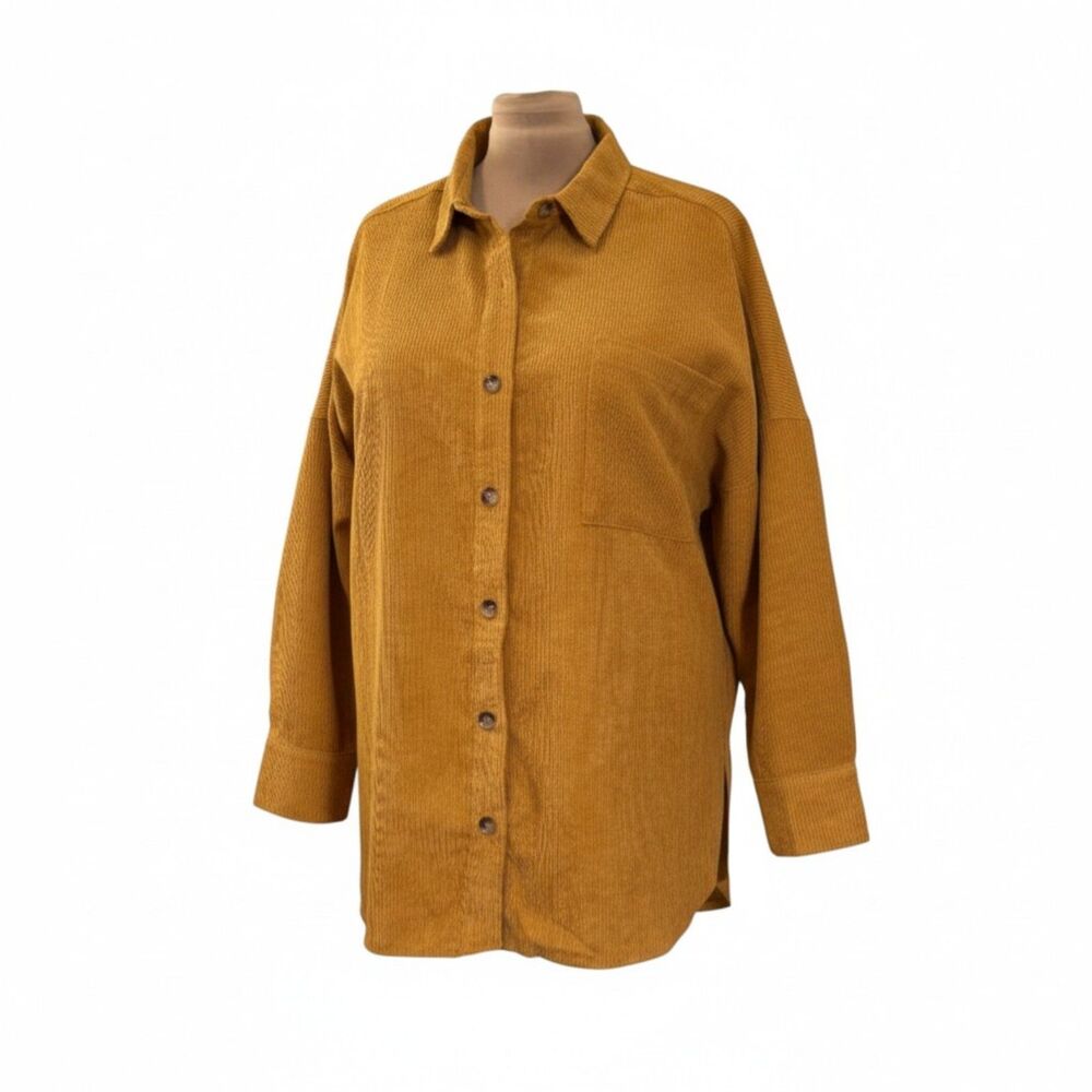 HEYSON Oversized Corduroy Button-Down Tunic Shirt Shacket Jacket, 2XL